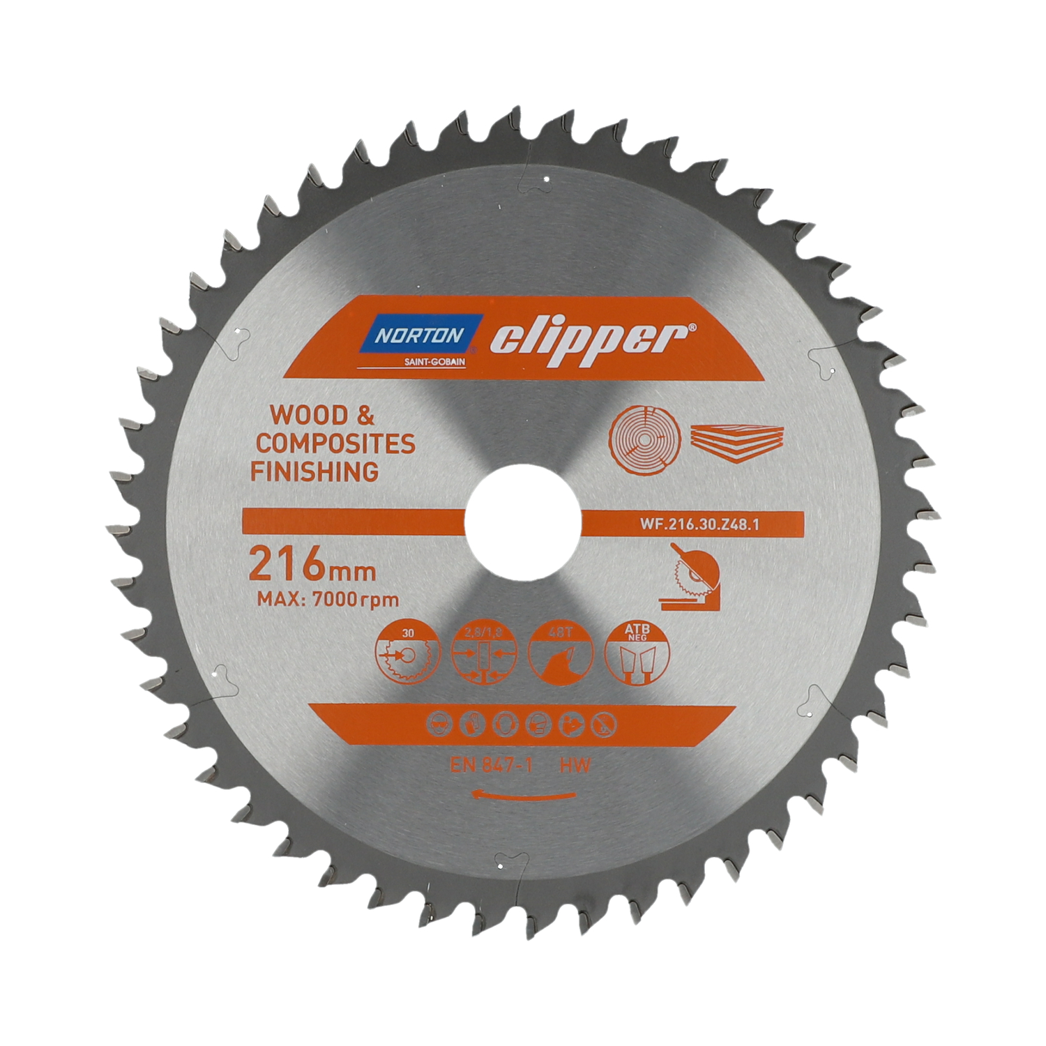 ZAAGBLAD NORTON t.b.v. Hout & Composiet - Ø216-48T